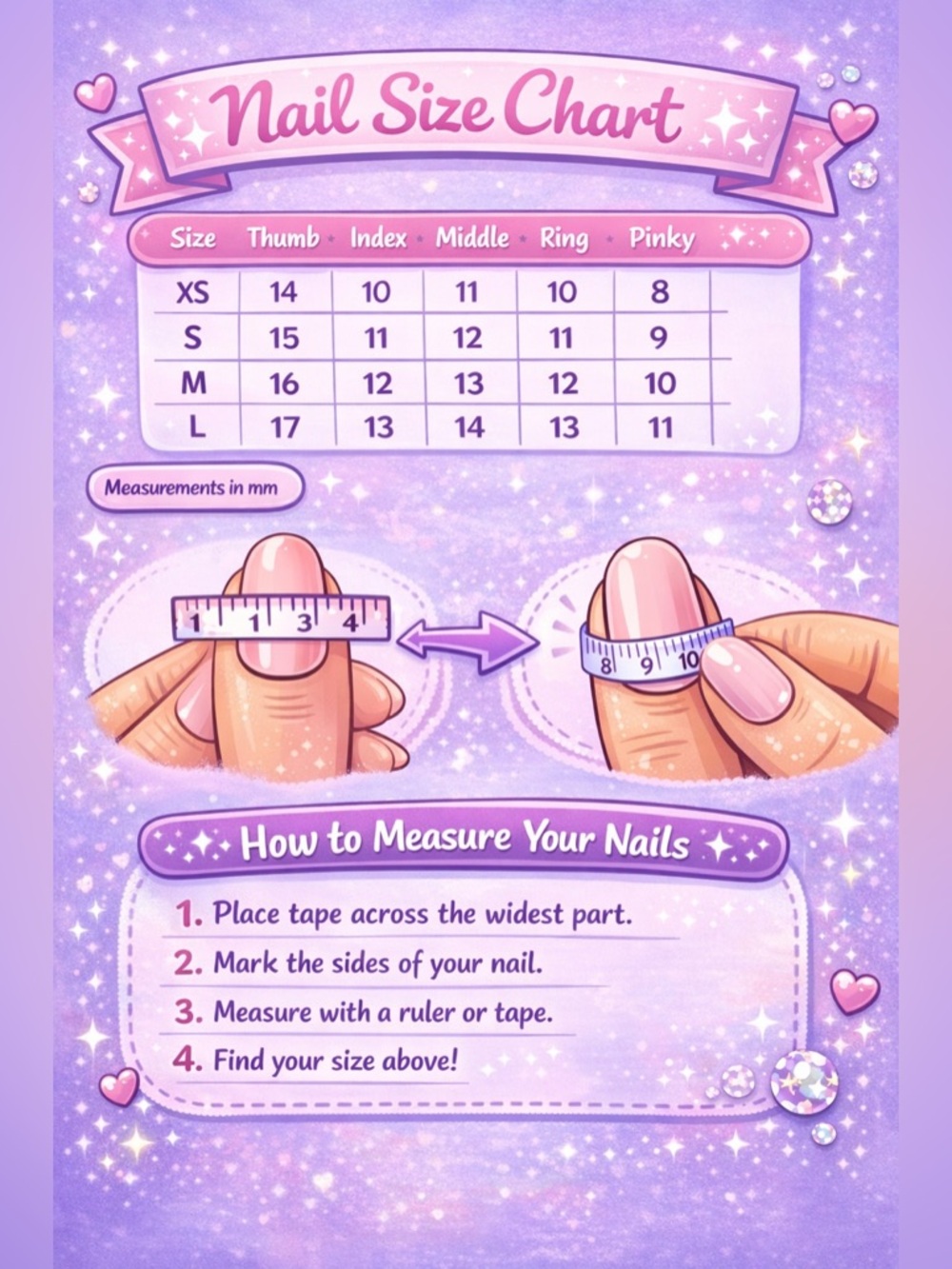 Press-On Nails Set with Lavender and Iridescent Accents - Picture 2 of 2